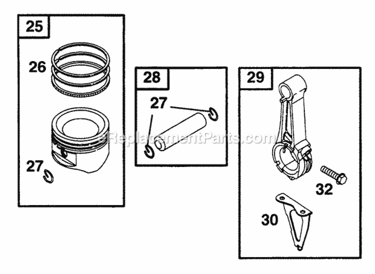 Piston Grp Diagram and Parts List for 170452-6105-01  Briggs and Stratton Engine